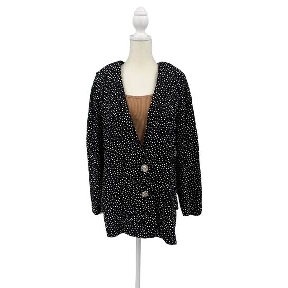 Robert Too VTG Blazer Jacket WMNS 20W Plus Size Diamond Print Black/White Office - Picture 4 of 7